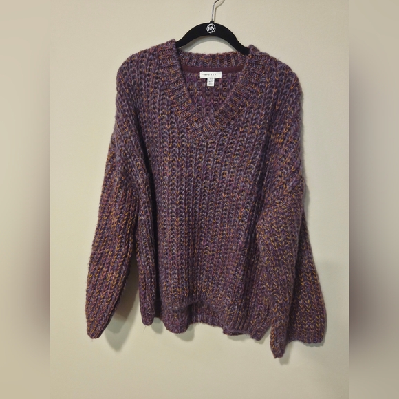 Topshop Purple Multicolor V-Neck Knit Sweater Size 4-6 - Picture 2 of 7